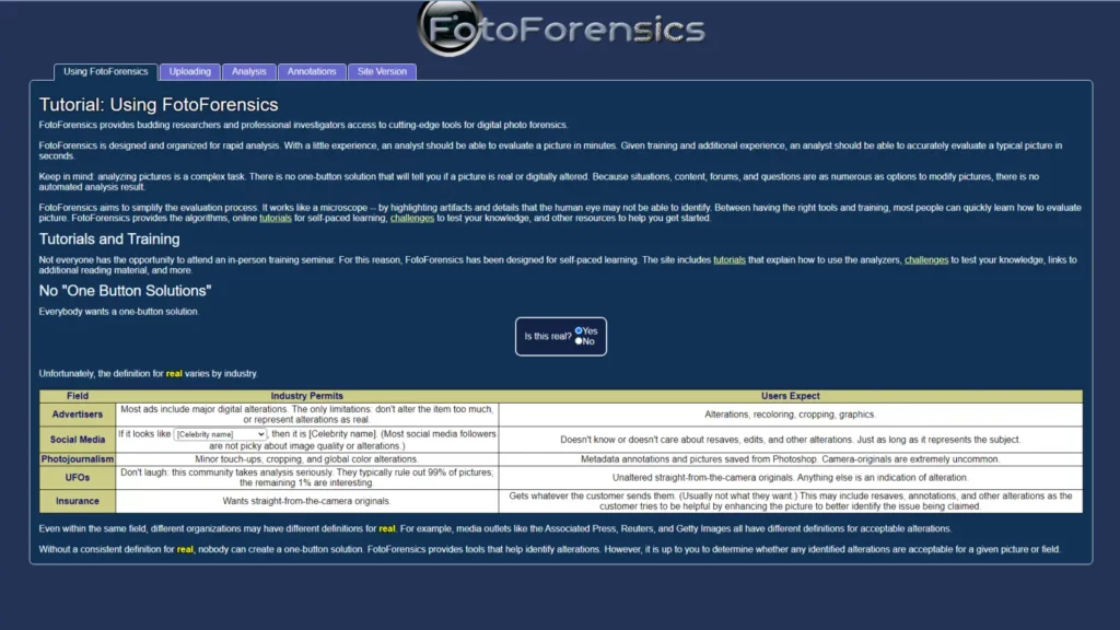 موقع fotoforensics