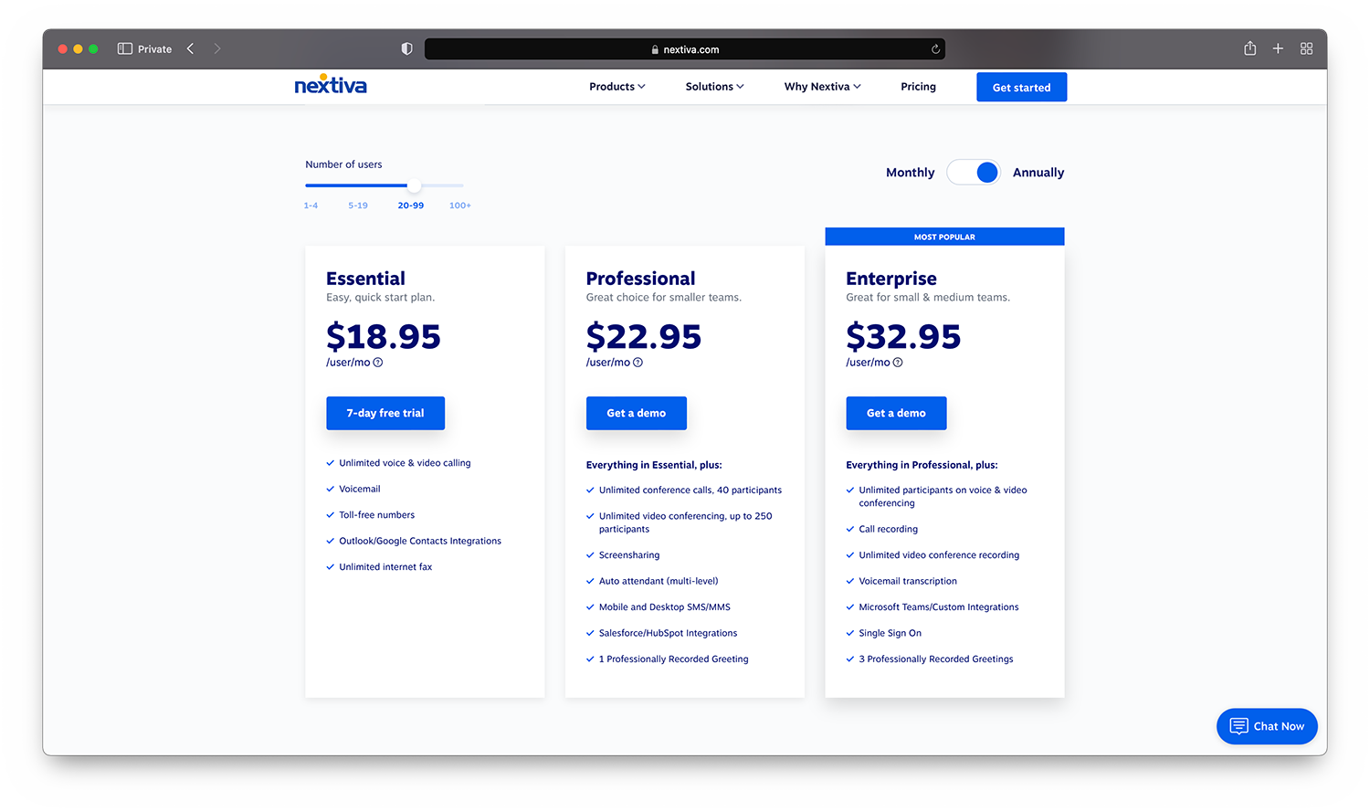 Precios de Nextiva