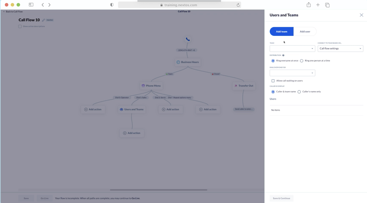 Поток вызовов Nextiva