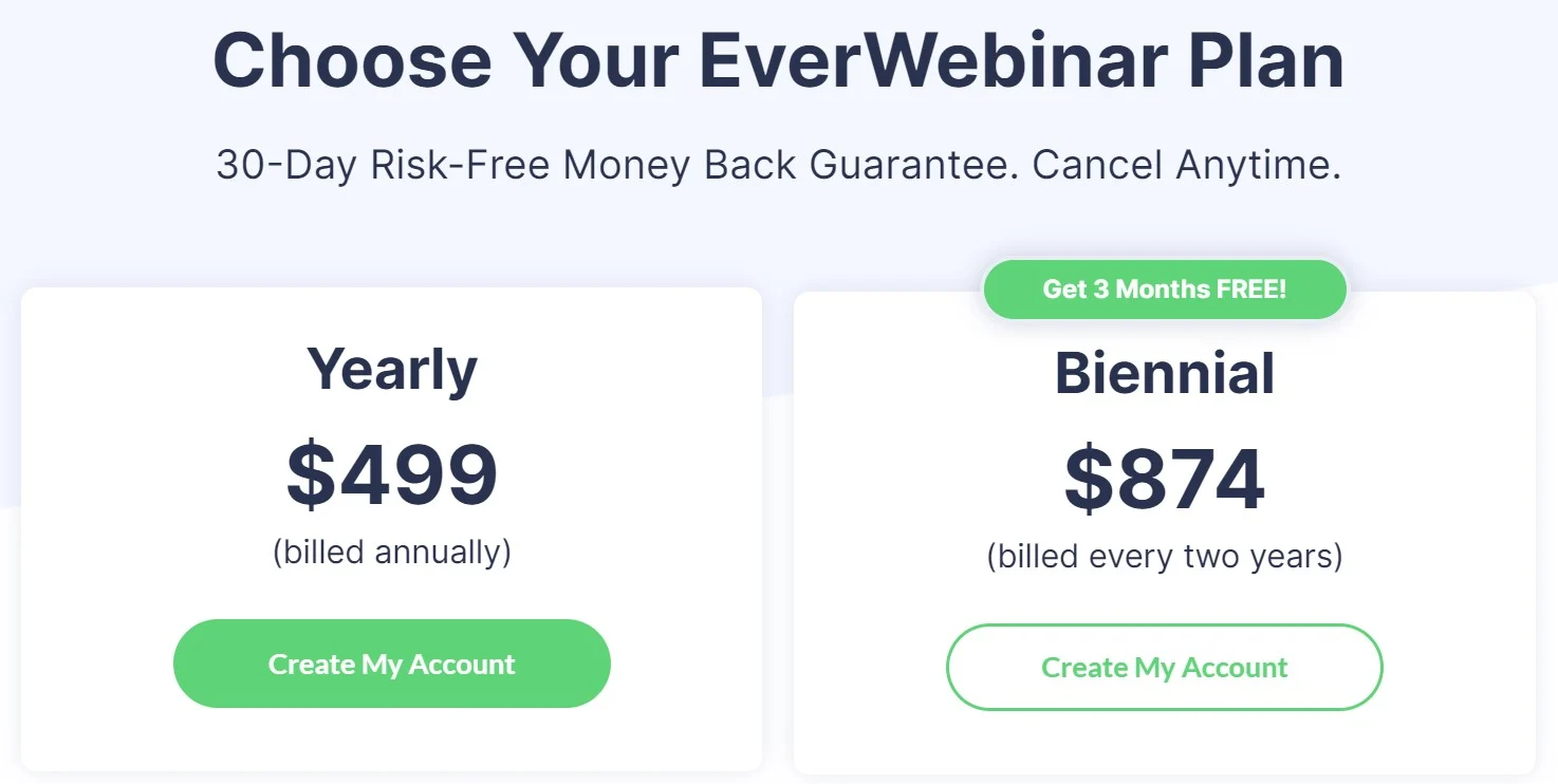 Planos de preços EverWebinar