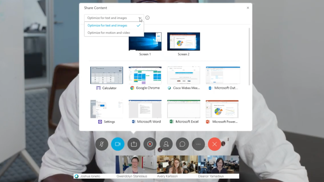 Pantalla compartida de Webex