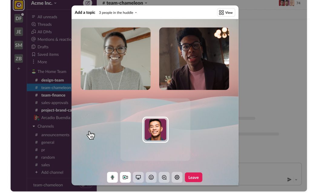 Slack Huddles Video und Audio