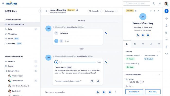 통화 내역 Nextiva Workhub, GetVoIP 뉴스