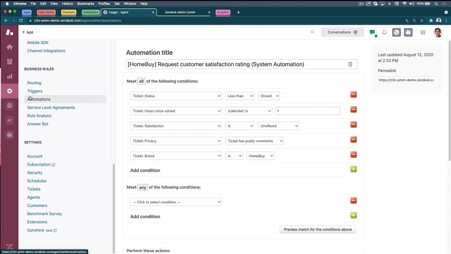 Automatisations Zendesk