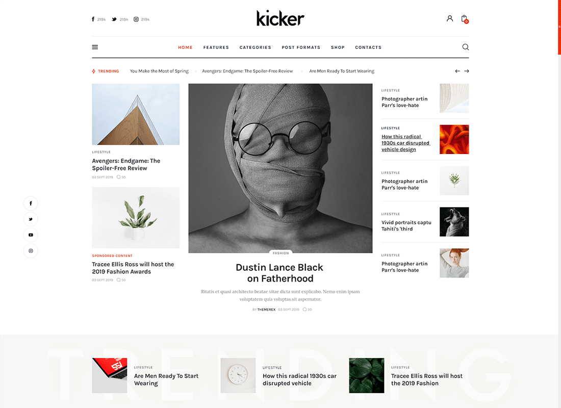 37. Kicker Multipurpose Blog Magazine WordPress Theme Gutenberg