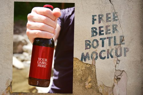 Mockup Botol Bir Gratis