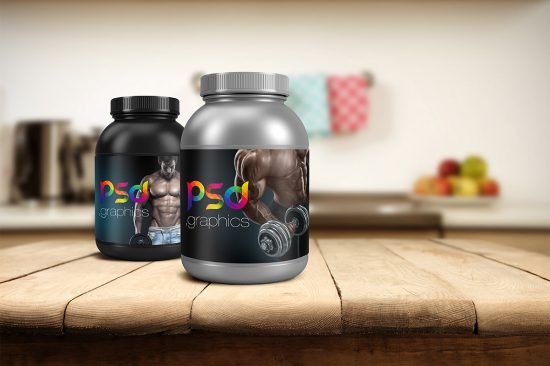 Protein Jar Kemasan Mockup Grafik PSD Gratis