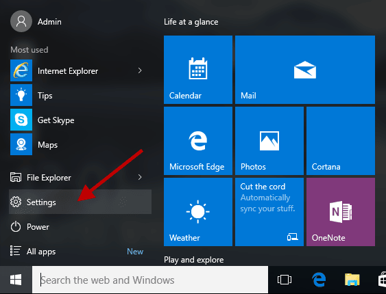 Click on Windows Setting