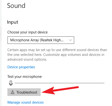run the troubleshooter for your microphone
