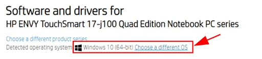 Choose the correct operating system in hp