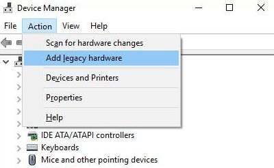 Add Legacy Hardware from the context menu list