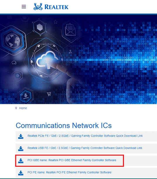 PCI GBE name Realtek PCI GBE Ethernet Family Controller