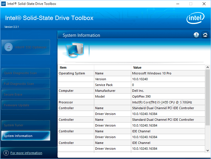 Intel Solid-State DriveBoîte à outils