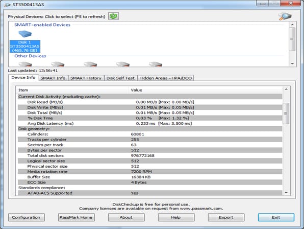 Verificación de disco de PassMark