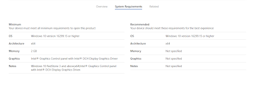 system specifications