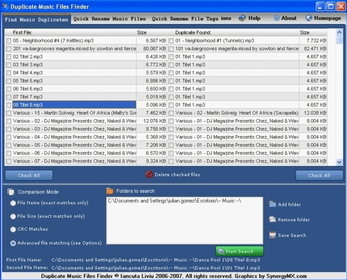 Duplicate Music Files Finder