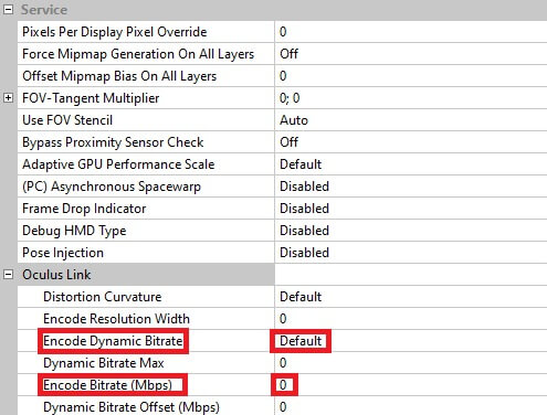 Encode Dynamic Bitrate settings to Default and Encode Bitrate