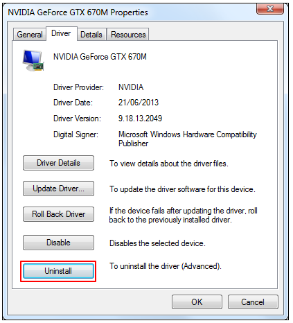 Uninstall Driver