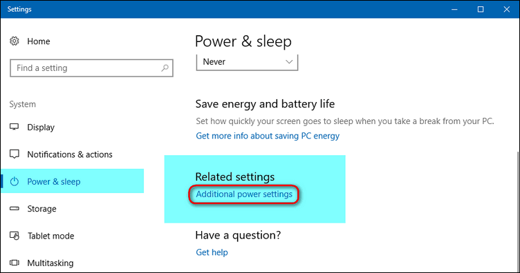 Additional Power Settings