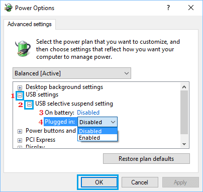 USB Selective Suspend Setting