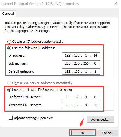 DNS server addresses