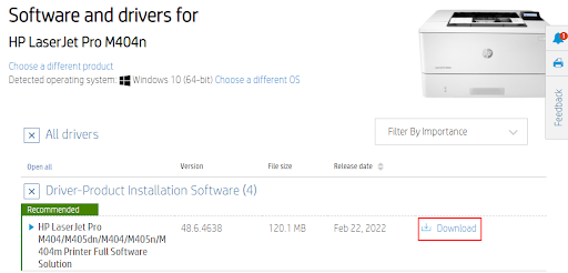 HP LaserJet Pro M404n download