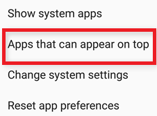 Apps that can appear on top