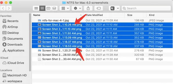 Select Multiple Files on Mac