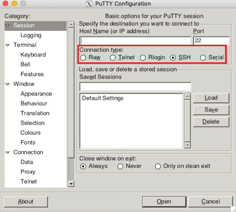 Putty configuration on mac