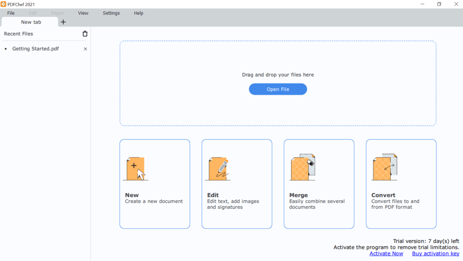 Trascina e rilascia file su PDFChef