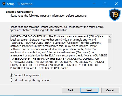 configuration de l'antivirus t9