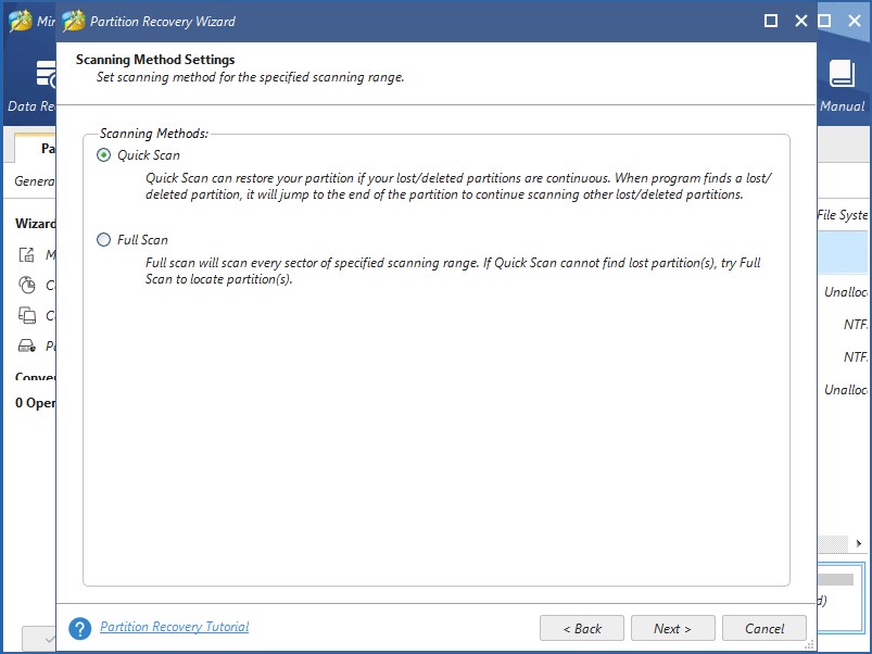 Minitool-Scanning-Methode