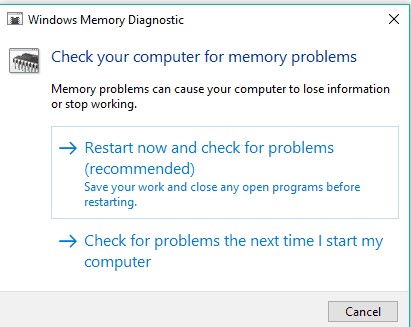 Windows หน่วยความจำในการวินิจฉัย