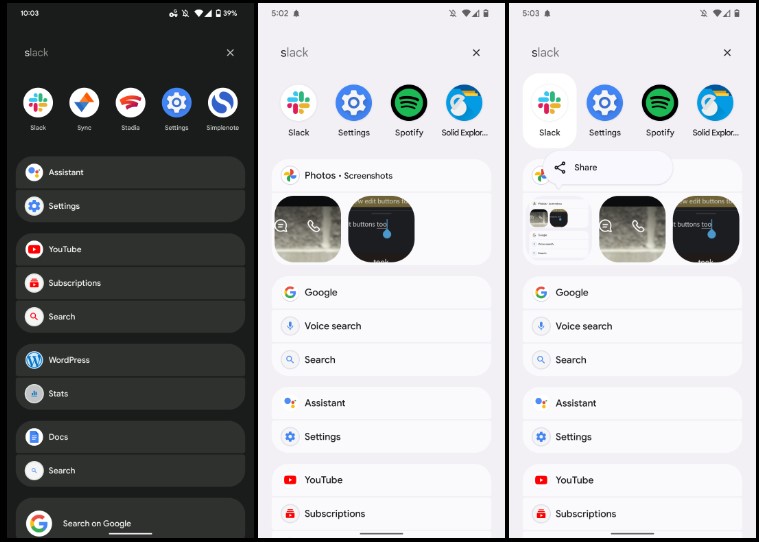 Pixel Launcher'da Evrensel Arama