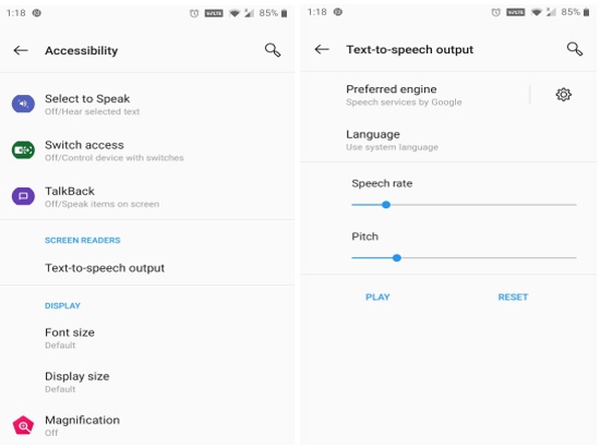 Fonctionnalité de synthèse vocale intégrée d'Android