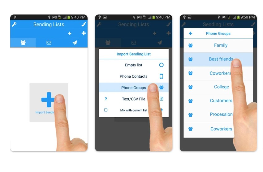 SMS multiples et SMS de groupe