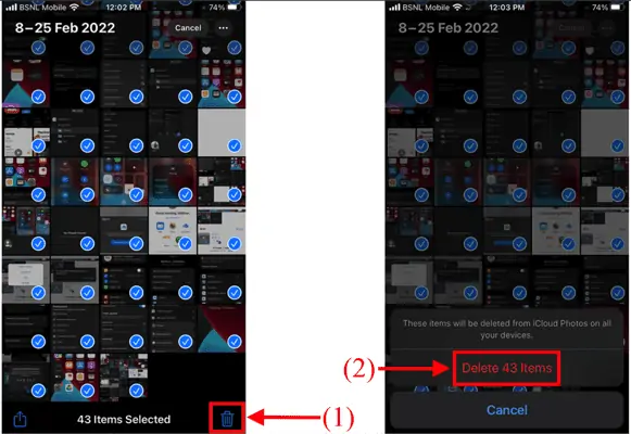 Supprimer l'option dans l'option Photos