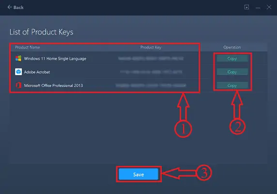 EaseUS Todo PCTrans의 제품 키 목록