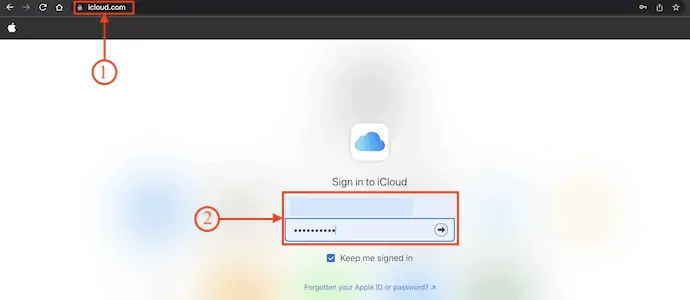 Page de connexion iCloud