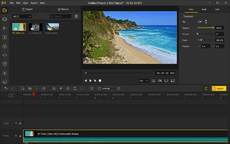 Médiathèque dans TunesKit AceMovi Video Editor