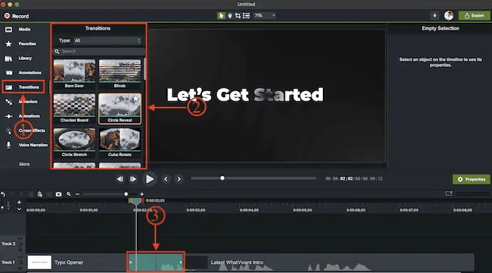 Camtasia での移行