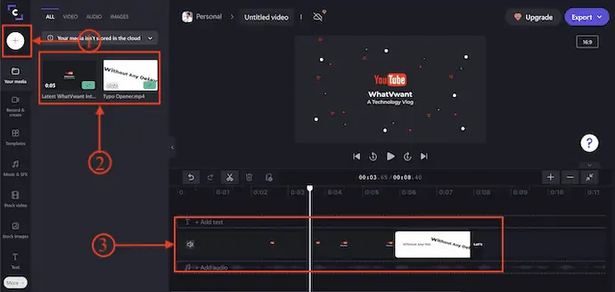 Importa file multimediali in Clipchamp