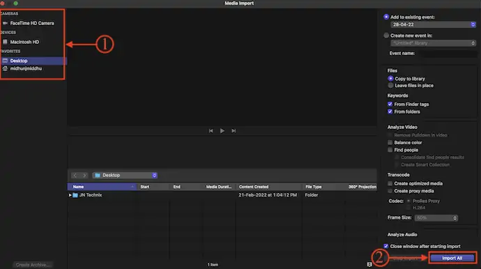 Importer des médias dans Final Cut Pro