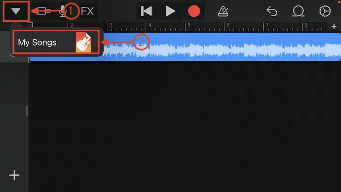 Opcja Moje utwory w GarageBand