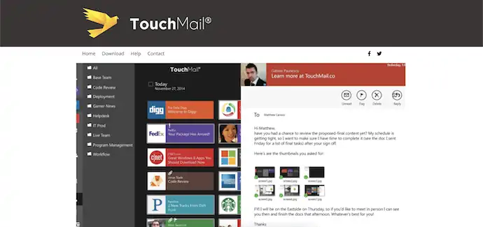 Главная страница Touch Mail