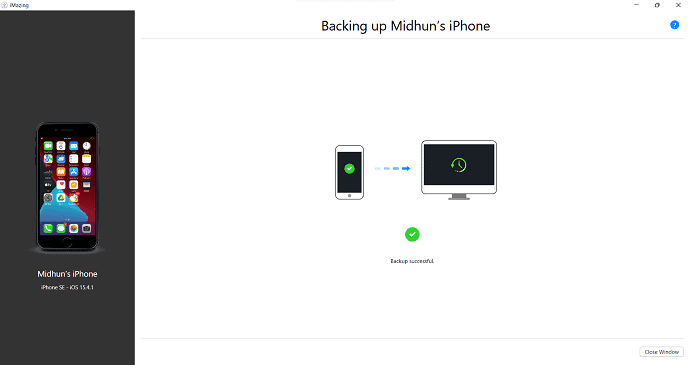 Backup-Erfolg in iMazing