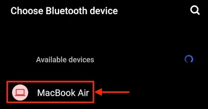 Lista de dispositivos Bluetooth