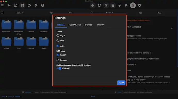 Configuración de OpenMTP