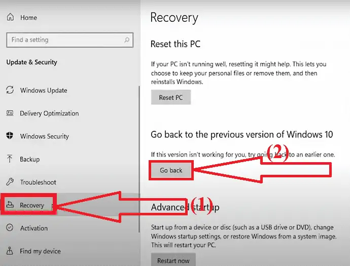 reversão do Windows 11 para o Windows 10