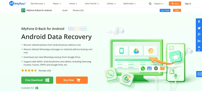 Домашняя страница D-Back Android Data Recovery